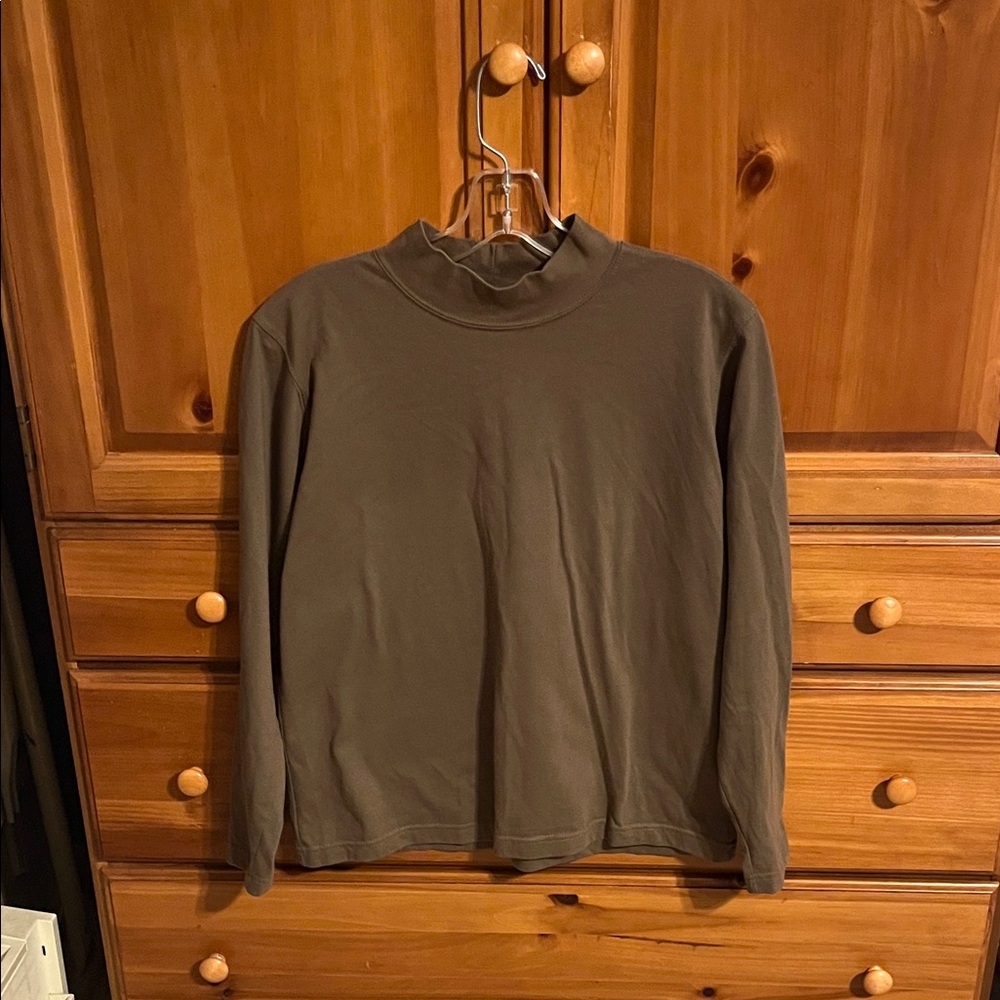 Brown Long Sleeve Mock Turtleneck Top